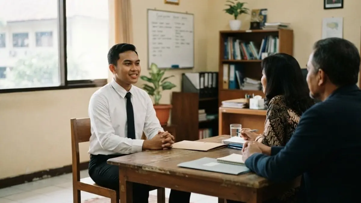 Beasiswa Bank Indonesia punya seleksi wawancara yang perlu dipersiapkan. Simak 4 hal penting agar mahasiswa lebih siap menghadapi tes. (Ilustrasi Gemini AI)