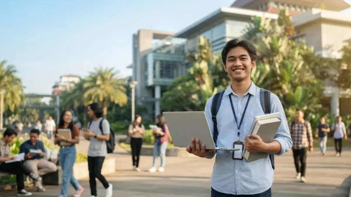 Beasiswa OSC menyediakan 145 kuota S1 di 10 kampus ternama, termasuk UMI, dengan bebas uang pangkal dan semester hingga lulus. (Ilustrasi Gemini AI)
