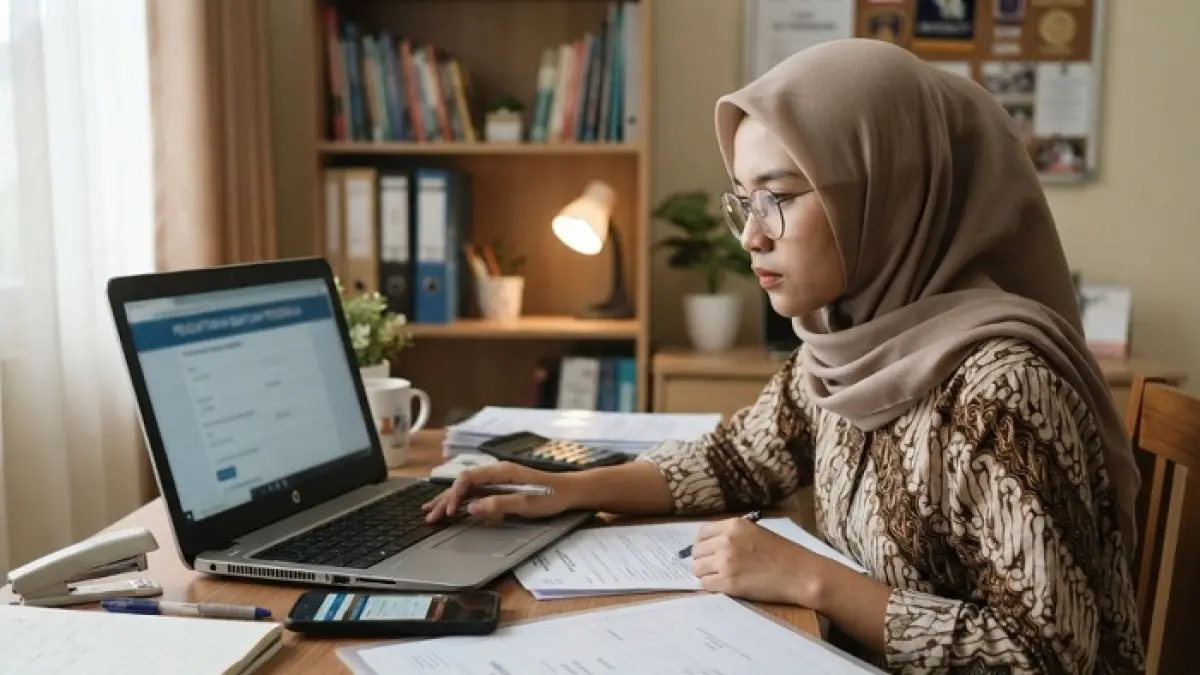 Cara daftar KIP Kuliah 2026 mulai dari cek desil DTSEN, membuat akun, memilih jalur seleksi hingga tahap verifikasi oleh kampus. (Ilustrasi Gemini AI)