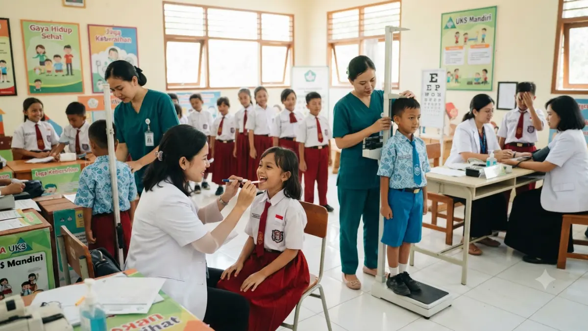 Hasil cek kesehatan anak di sekolah perlu ditindaklanjuti. Simak langkah orang tua dari edukasi, pemantauan hingga pemeriksaan lanjutan.(ILUSTRASI AI)