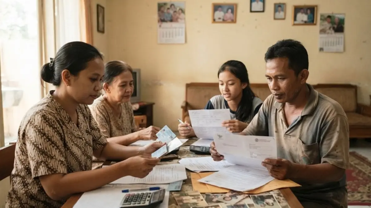 Cek penerima bansos kini bisa lewat HP dan KTP. Simak cara melihat status bantuan di situs resmi Kemensos. (Ilustrasi Gemini AI)