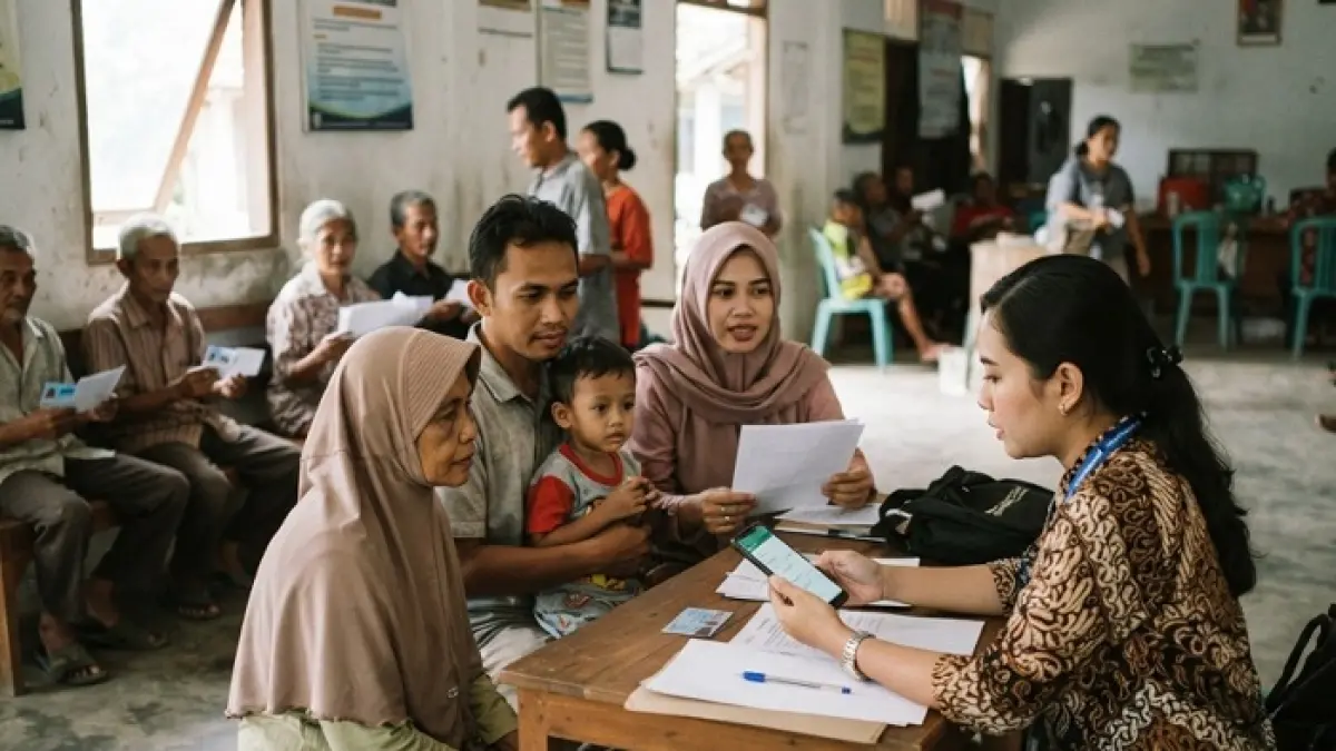 Cek penerima bansos lewat HP dengan NIK KTP. Lihat status PKH, BPNT, BLT hingga PBI JK dengan mudah. (Ilustrasi Gemini AI)