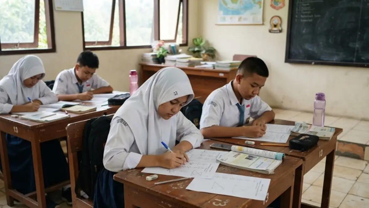 TKA SMP 2026 wajib dikuasai! Simak 5 model soal yang sering muncul, dari pecahan hingga geometri. (Ilustrasi Gemini AI)