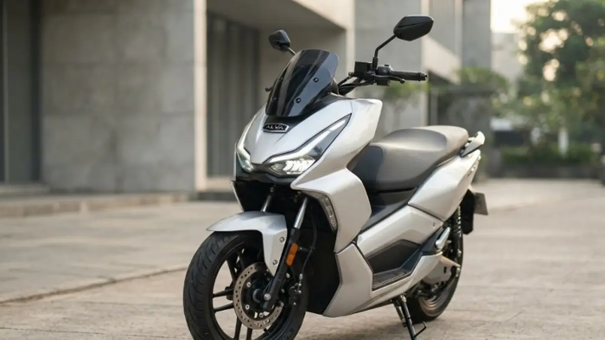 Alva One XP hadir dengan TFT adaptif, tiga mode berkendara, dan baterai ganda hingga 140 km. (Ilustrasi Gemini AI)
