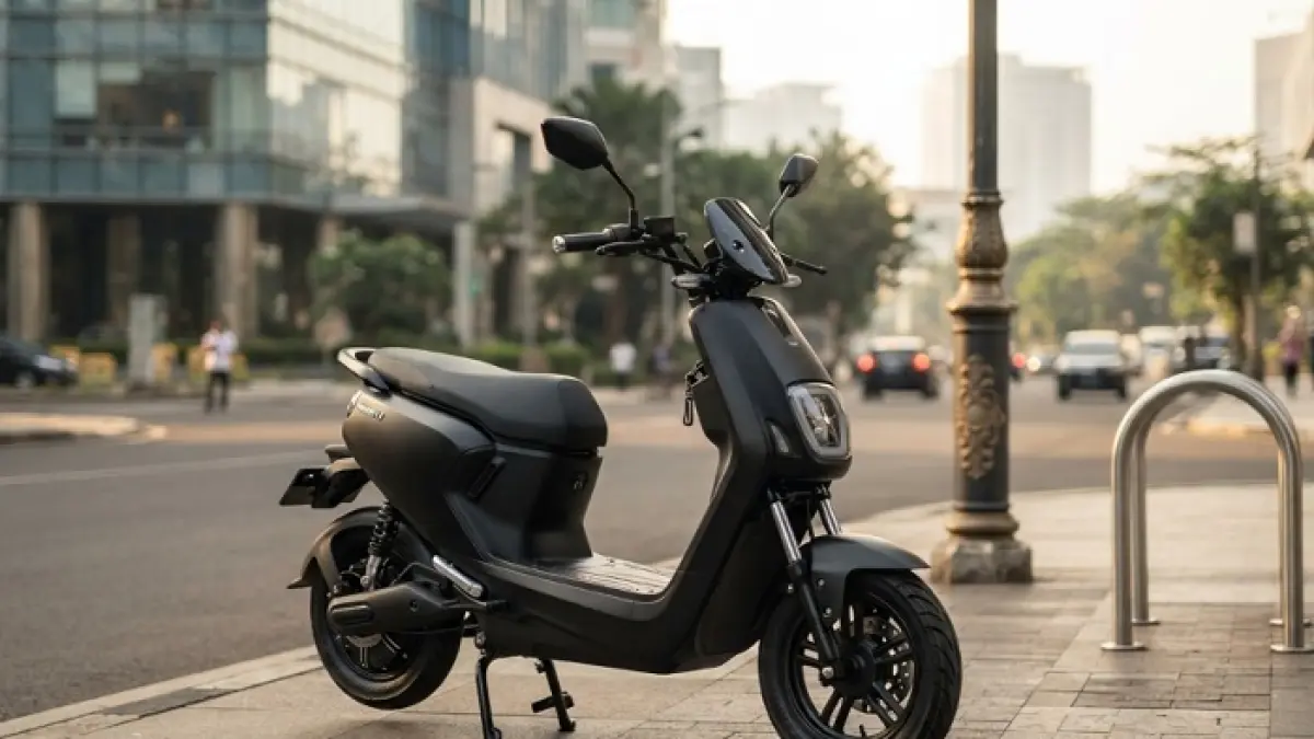 Uwinfly M135H menawarkan dual baterai, jarak 180 km, kecepatan 105 km/jam dan harga Rp21 juta. (Ilustrasi Gemini AI)