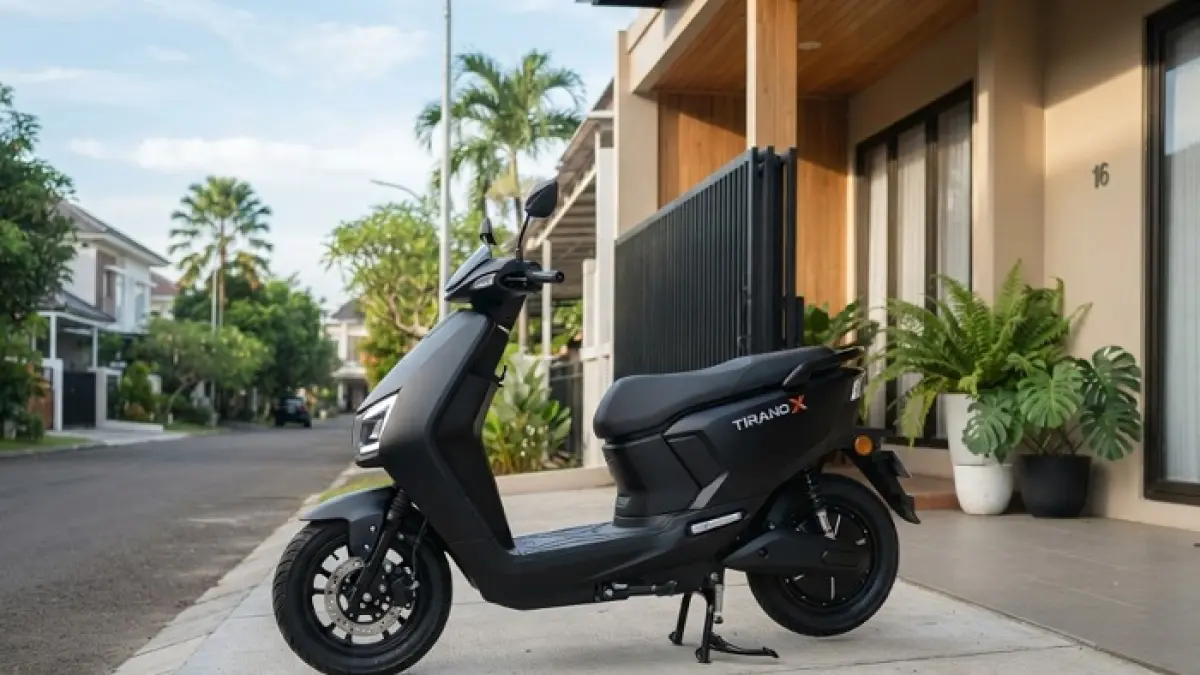 Motor Listrik Tirano hadir dengan fitur adventure, baterai 2,45 kWh dan jarak tempuh lebih dari 110 km. (Ilustrasi Gemini AI)