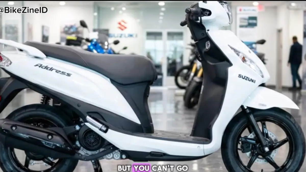 Suzuki Adres 2027 tampil dengan warna Sin White, desain modern, bodi kompak, dan karakter praktis untuk aktivitas harian.