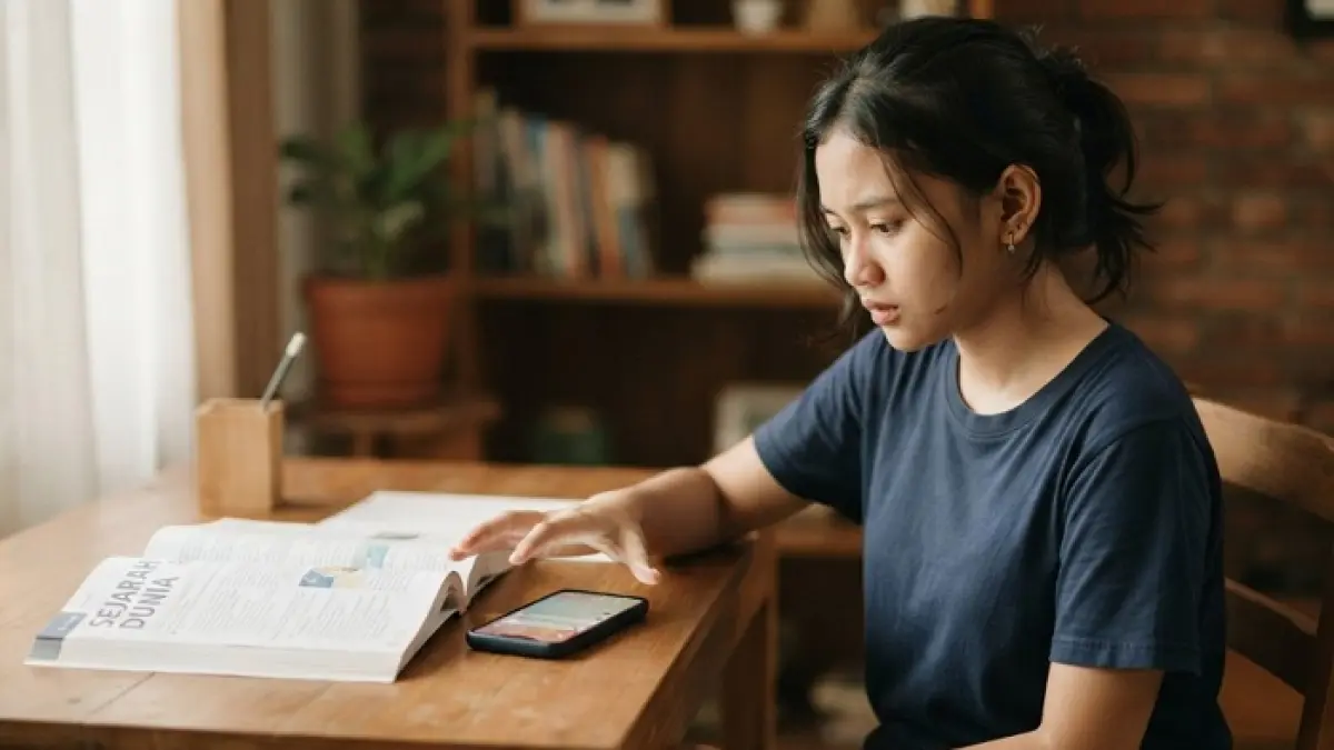 Malas baca ternyata berkaitan dengan kebiasaan scrolling yang mengubah cara otak memproses informasi. (Ilustrasi Gemini AI)