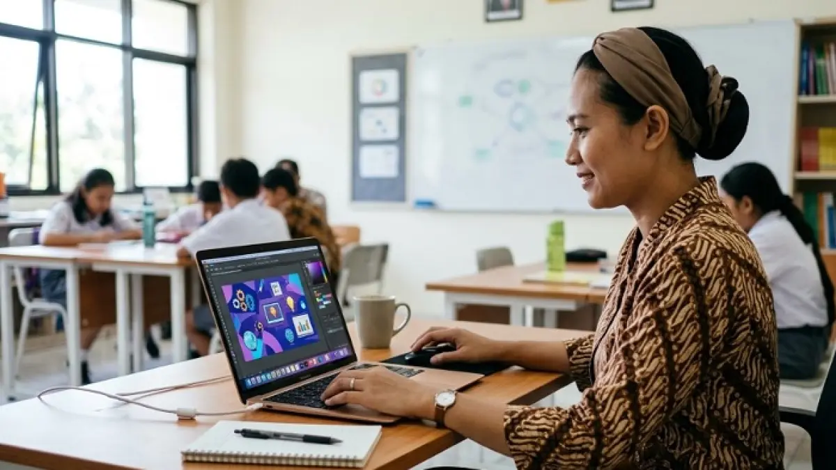 Multimedia pembelajaran interaktif di Canva kini bisa memantau progres siswa. Simak cara membuatnya! (Ilustrasi Gemini AI)