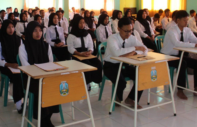 FOKUS: Para peserta didik SMK Negeri 1 Pagerwojo dalam mengikuti  seminar implementasi P5 dengan tema kebekerjaan. (SMKN 1 PAGERWOJO UNTUK RADAR TULUNGAGUNG)
