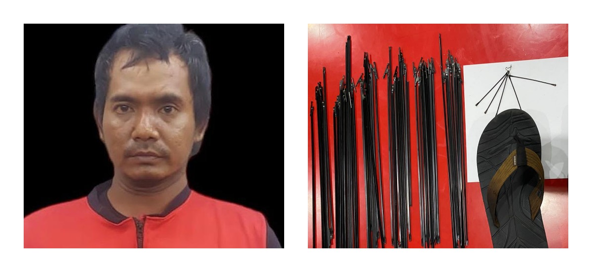 AKAL JAHAT: Tersangka FN diamankan bersama barang bukti di Polrestabes Surabaya. (IST)