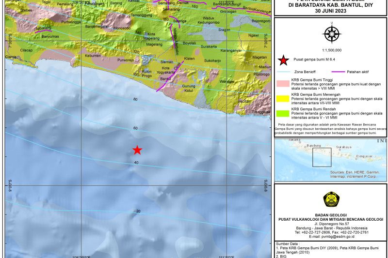 Gempa bumi susulan usai gempa M6,4 yang mengguncang selatan Daerah Istimewa Yogyakarta. (Foto BMKG Yogyakarta)