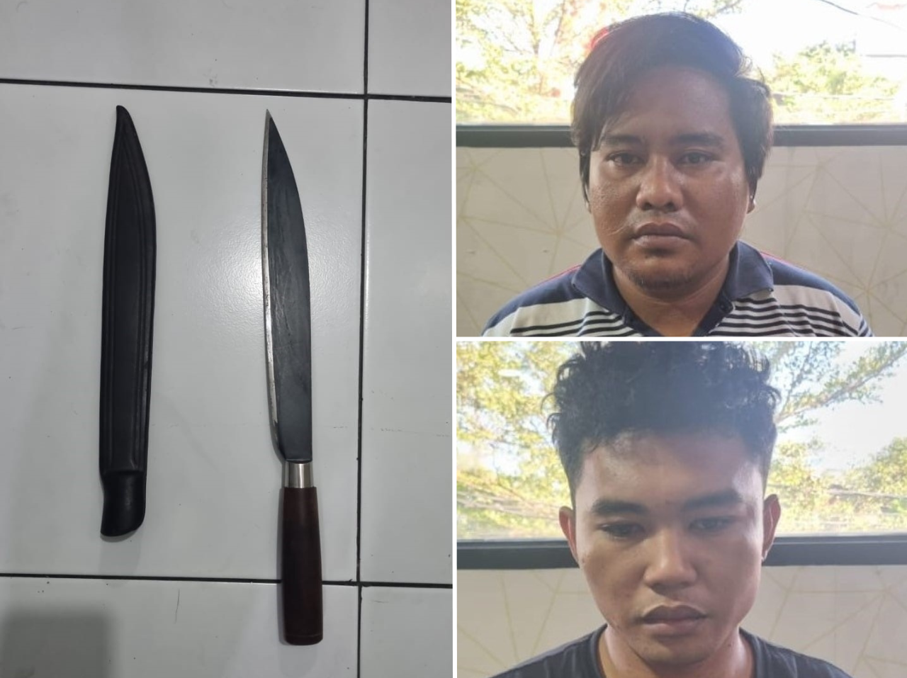 SADIS: Tersangka SF dan FH diamankan di Polres Pelabuhan Tanjung Perak. (ISTIMEWA)