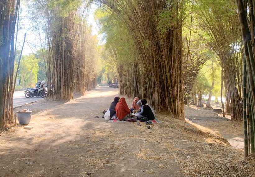 Hutan Bambu Keputih yang rindang banyak dimanfaatkan warga untuk berteduh dan bersantai menghabiskan waktu luang. (RESA/RADAR SURABAYA)
