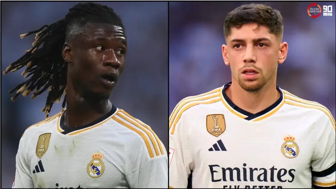 Eduardo Camavinga (kiri) dan Federico Valverde. (BBC.COM)