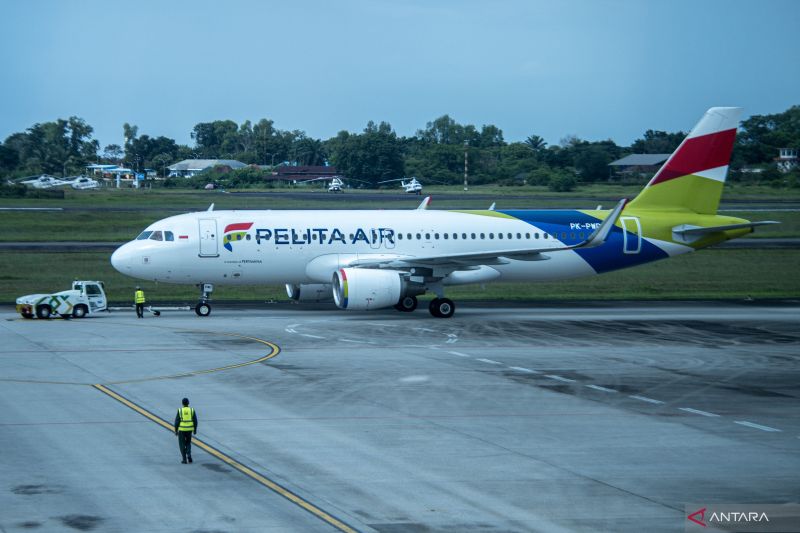 ILUSTRASI: Pesawat Pelita Air di Bandara Sultan Mahmud Badaruddin II Palembang, Sumatera Selatan.