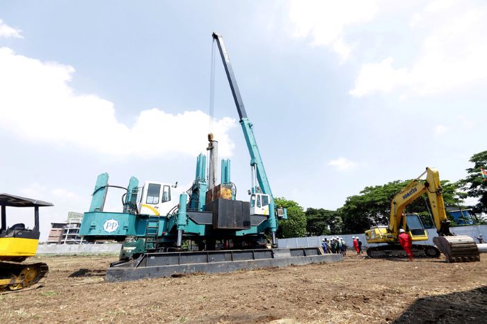 PROGRES: Pembangunan RSUD Surabaya Timur dijadwalkan rampung pada September 2024. (IST)