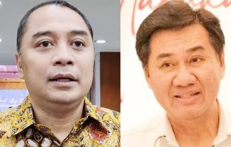 BEDA KEPENTINGAN: Wali Kota Surabaya Eri Cahyadi dan Ketua Hiperhu George Handiwiyanto.