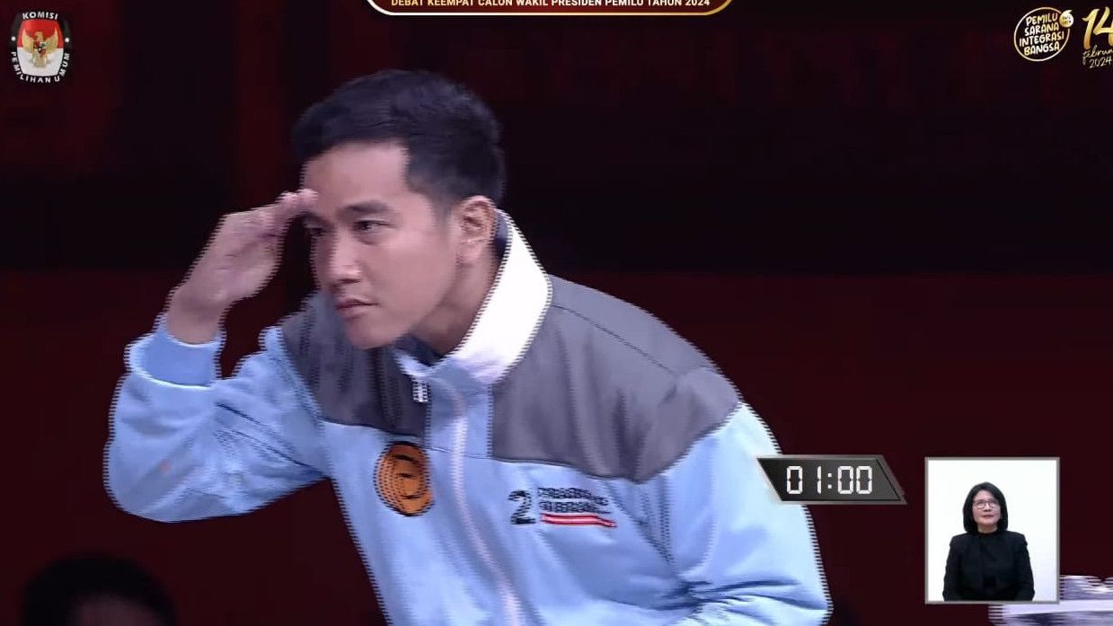 Penampilan cawapres nomor urut 2 Gibran Rakabuming dalam Debat Keempat Pilpres 2024.