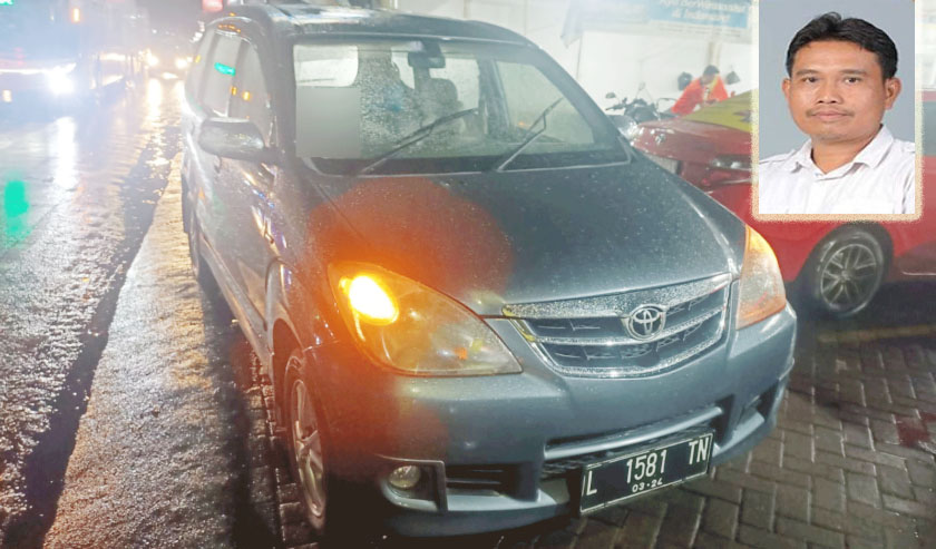 Manajer Sistem Distribusi Barat PDAM Surya Hudi Sungkono (insert) yang ditemukan meninggal di kursi pengemudi mobil Avanza nopol L 1581 TN yang parkir di Jalan Letjen Sutoyo, Waru, Sidoarjo.
