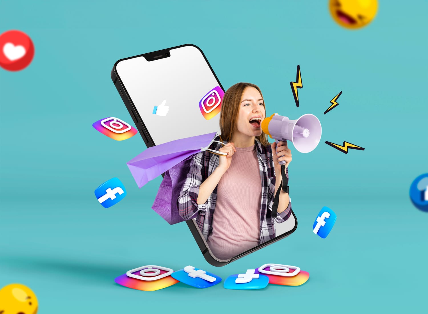 Ilustrasi Fb dan IG down, pengguna menjerit.