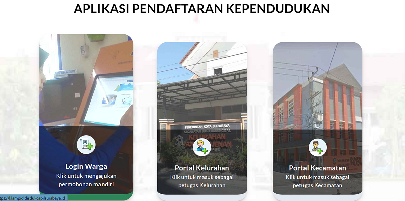 SIMPEL: Wajah beranda aplikasi Klampid yang dikembangkan Pemkot Surabaya (IST)