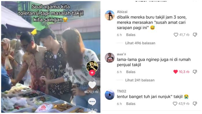 LUCU: Tangkapan layar komentar lucu-lucu mengenai war takjil yang bikin ngakak. (ISTIMEWA)