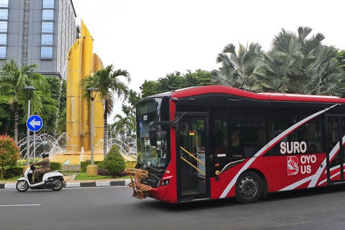 PRIMADONA JALANAN: Adanya transportasi Bus Suroboyo memudahkan warga Surabaya untuk berpergian tanpa kendaraan pribadi dengan mudah dan murah. (IG SUROBOYO BUS)