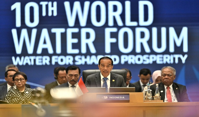 KOMITMEN: Presiden Jokowi menyebut World Water Forum ke-10 yang saat ini sedang berlangsung di Bali sebagai forum penting kerja sama dunia dalam mengatasi persoalan air global. (IST/WORLD WATER FORUM)