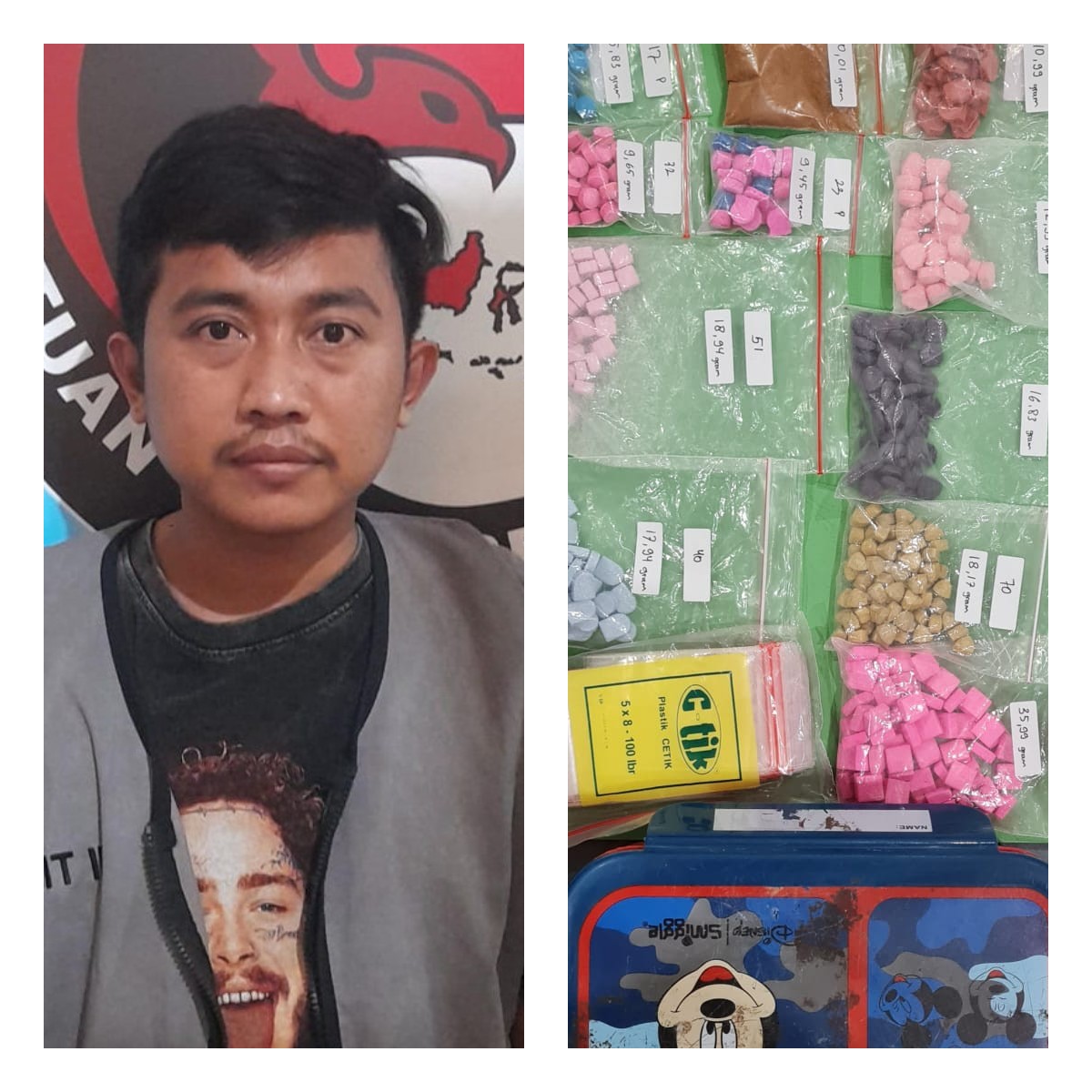 Satresnarkoba Polrestabes Surabaya menangkap pengedar pil ekstasi saat hendak kirim lewat ojol (IST).