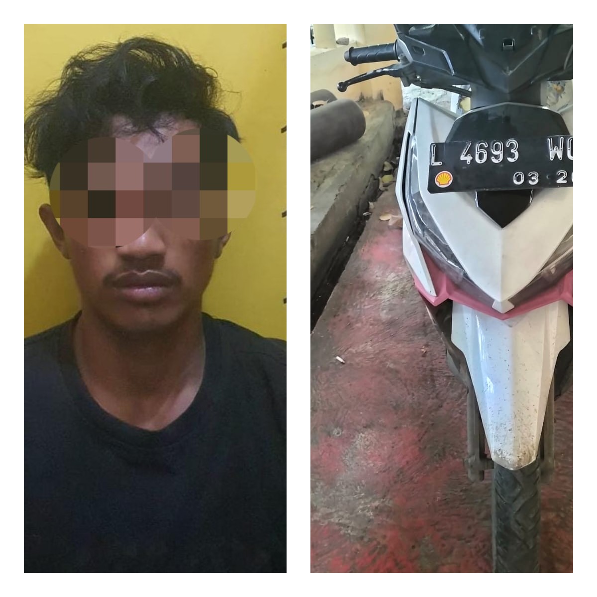 Tersangka Ahmad Fuad ditangkap usai tarik menarik dengan korban dan terjatuh. Ia sempat kabur meninggalkan motornya (IST).