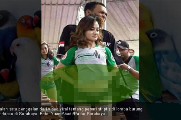 Video viral penari striptis di tengah lomba burung yang pernah terjadi di Surabaya pada Januari 2018 silam.
