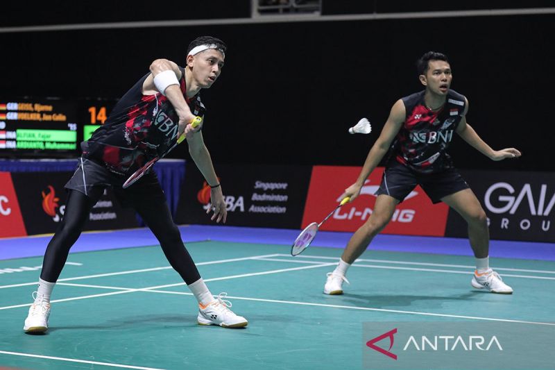 Ganda putra Indonesia Fajar Alfian/Muhammad Rian Ardianto melanjutkan langkah mereka ke babak final Singapore Open 2024, Selasa (29/5/2024).