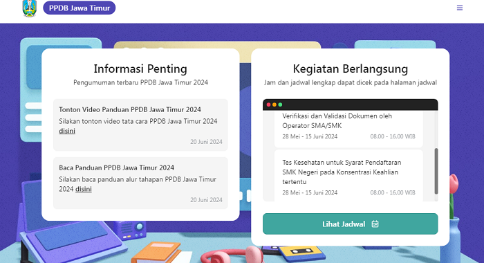INFORMASI PENTING: Untuk memperlancar PPDB SMA, SMK, dan SLB Negeri, Dinas Pendidikan Jatim membuat laman khusus pendaftaran calon peserta didik baru. (TANGKAPAN LAYAR DINDIK JATIM)
