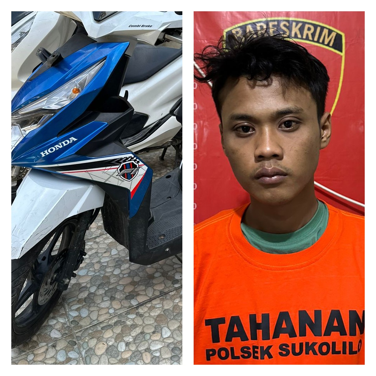 Moch Asril saat diamankan Polsek Sukolilo. Ia mencuri di 25 lokasi berbeda di Surabaya. Pengakuannya untuk prostitusi online (IST).