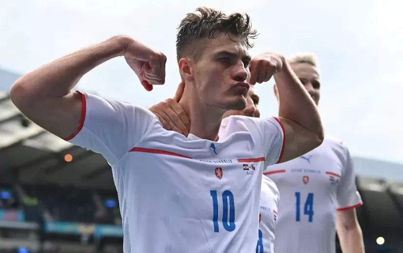 Penyerang Republik Ceko, Patrik Schick, yang juga striker klub Bayer Leverkusen Jerman.