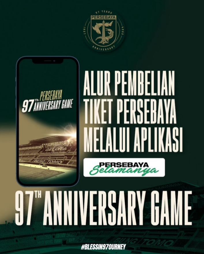 Alur pembelian tiket melalui aplikasi Persebaya Selamanya.