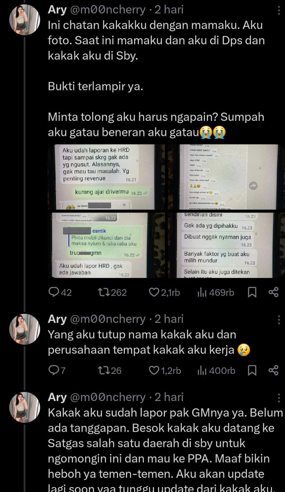 Seorang perempuan di Surabaya alami pelecehan seksual oleh sopir kantornya. Ia melaporkan kejadian tersebut ke Polrestabes Surabaya. (IST)