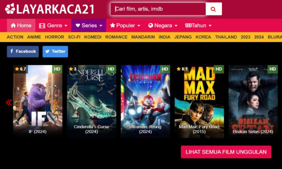 Ilustrasi platform streaming film ilegal.