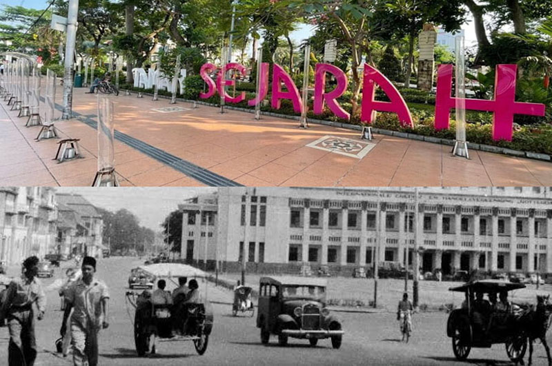 PUSAT PEMERINTAHAN: Willemsplein dahulu adalah alun-alun kota karena dekat dengan kantor Residen Surabaya di ujung Jalan Rajawali (Heerenstraat) (foto bawah). Willemsplein kini menjadi Taman Sejarah.