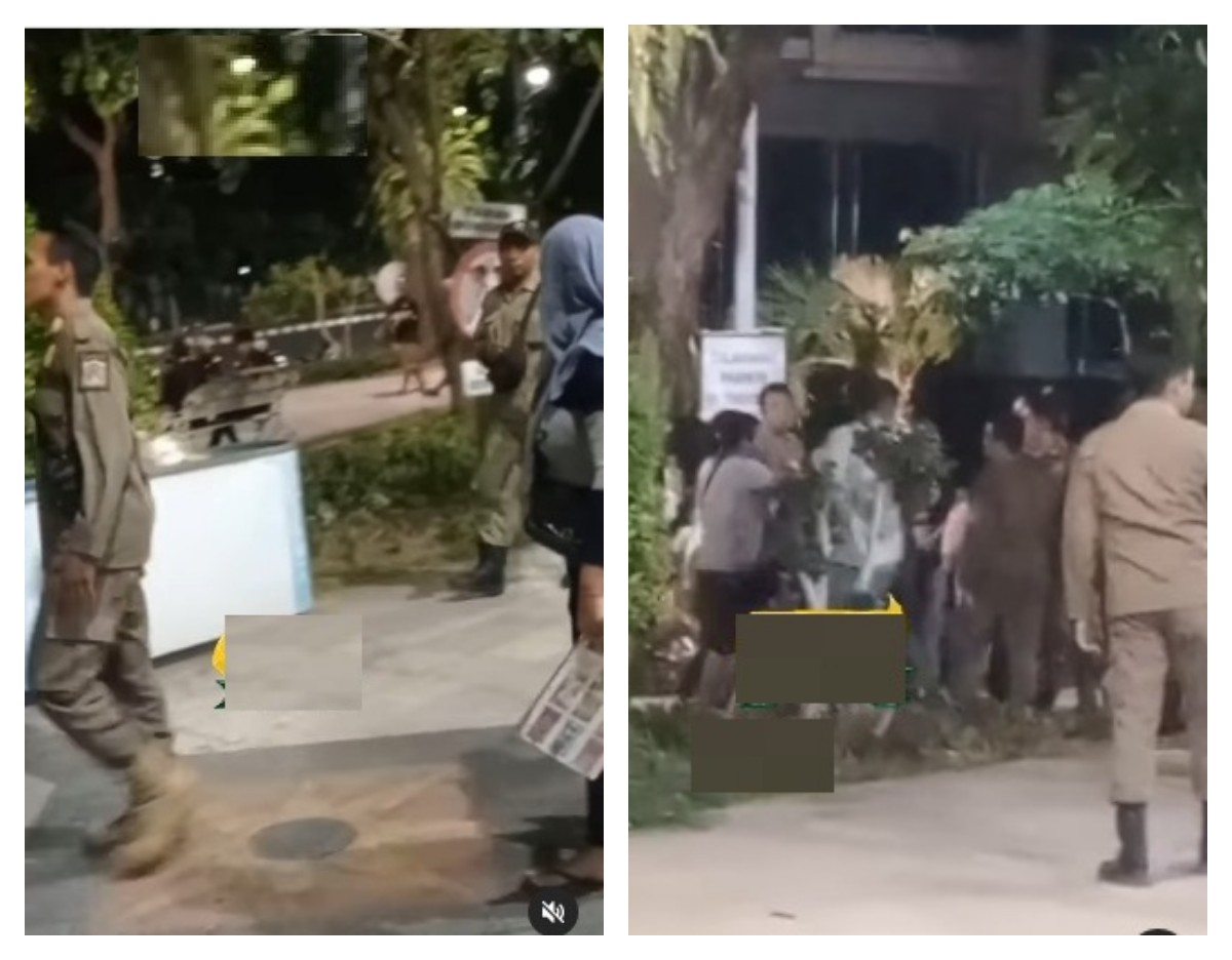 Suasana penertiban PKL di kawasan Taman Bungkul Surabaya. (IST)