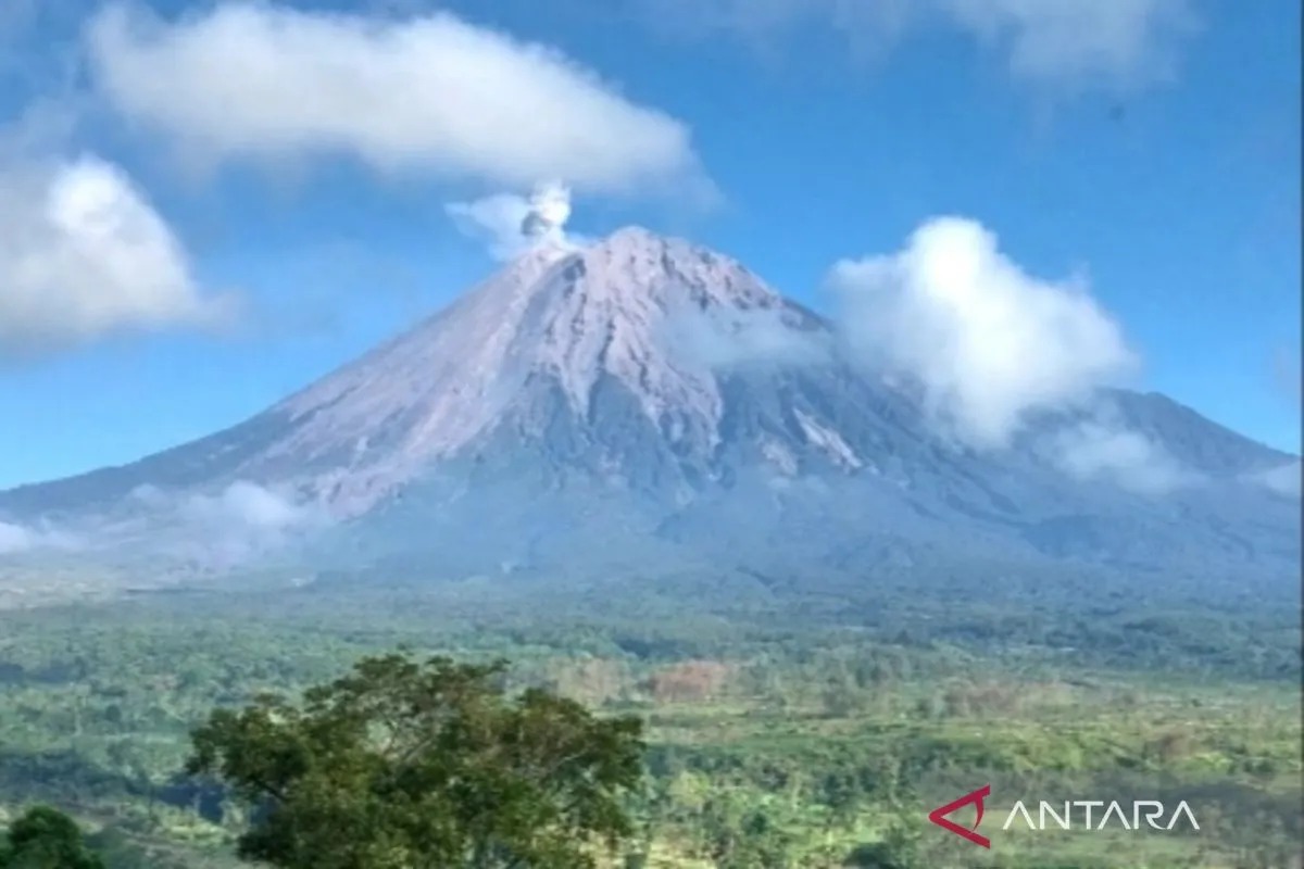 Kondisi Gunung Semeru di Jawa Timur, Selasa (6/8) pagi.