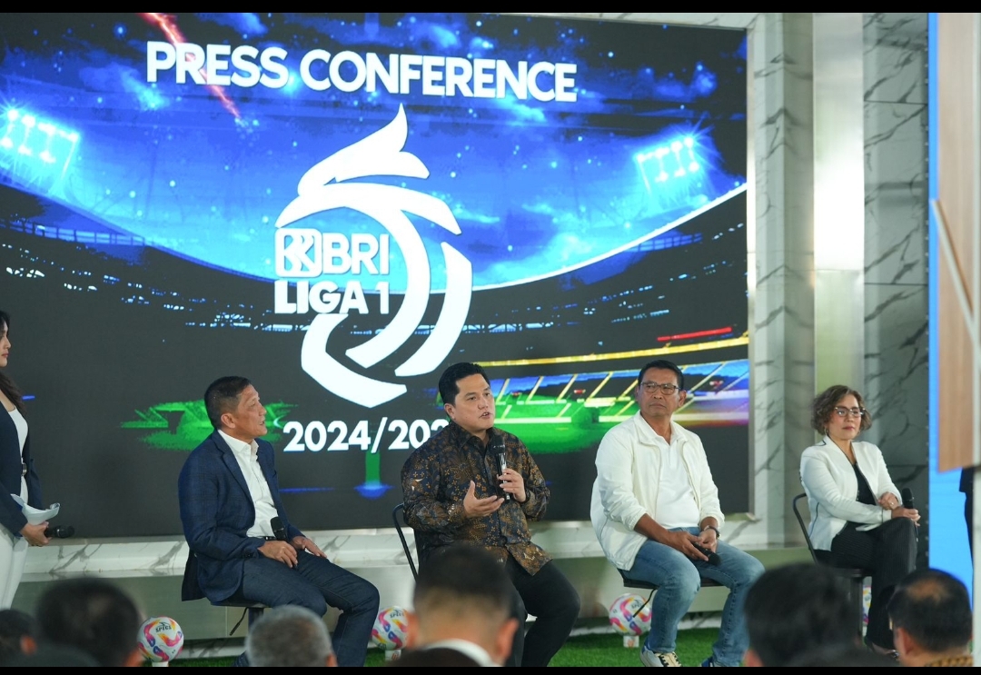 Ketua Umum PSSI Erick Thohir saat peluncuran BRI Liga 1 2024 2025