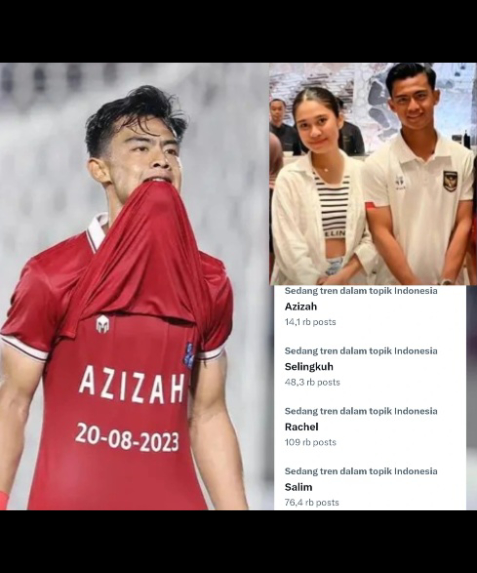 Viral : Kabar dugaan perselingkuhan Azizah, istri Pratama Arhan bek Timnas Indonesia trending di media sosial.