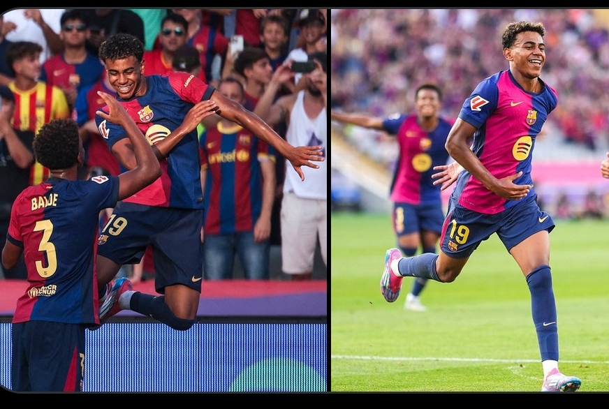 Gol pertama Lamine Yamal  di La Liga musim ini.