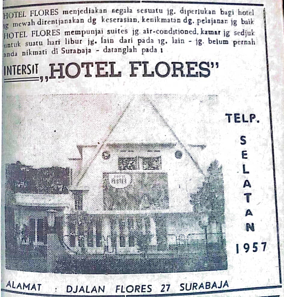 TERKENAL: Iklan Hotel Flores pada saat itu yang dimuat di surat kabar.