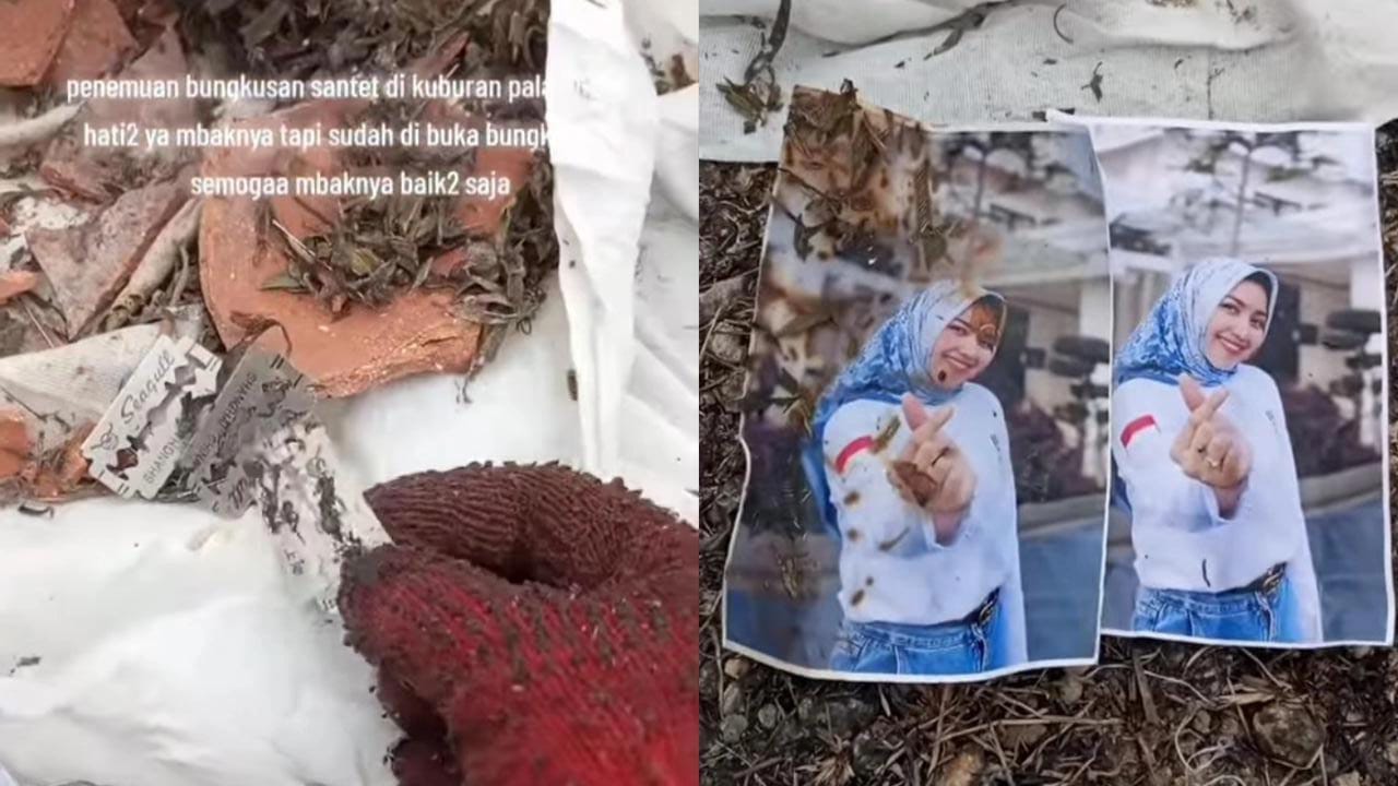 VIRAL: Bungkusan kain putih berisi tembikar yang di dalamnya ada beberapa keping silet dan foto anggota DPRD Surabaya 2019-2024, Juliana Eva Wati, dari PAN.