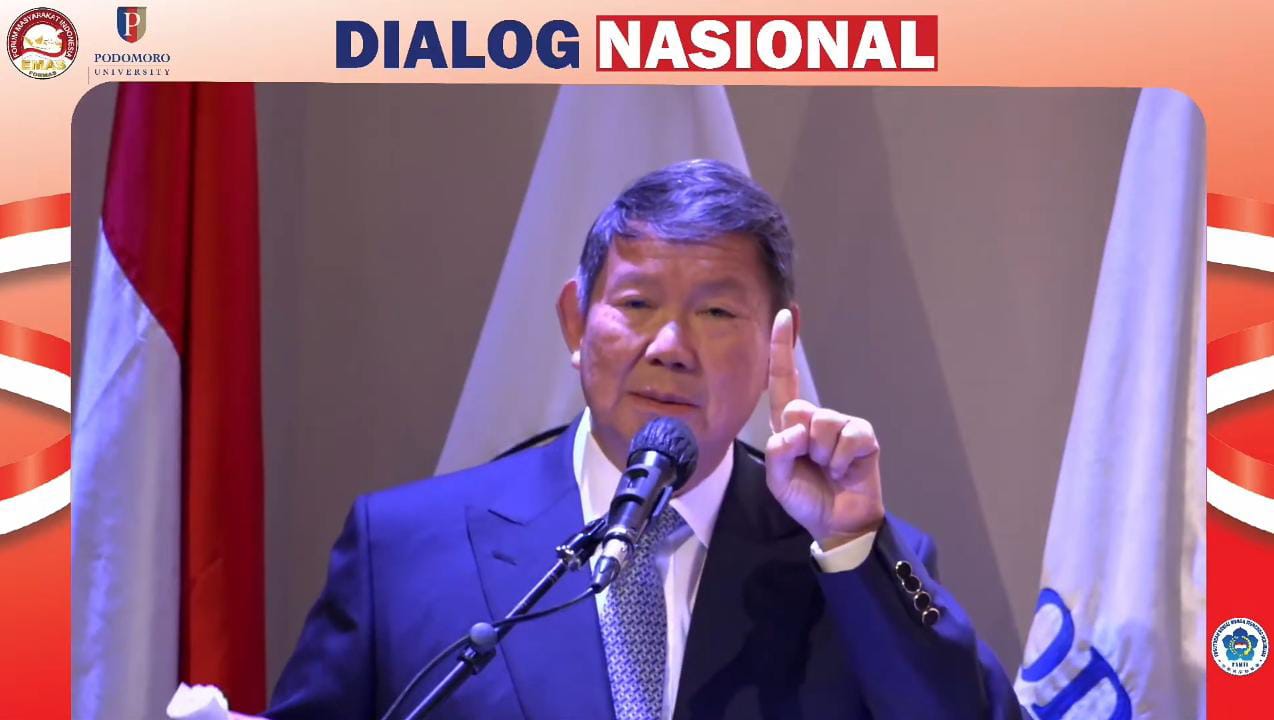 Hashim Djojohadikusumo dalam Dialog Nasional Peningkatan Sumber Daya Manusia untuk Mewujudkan Indonesia Emas 2045 yang disiar melalui tayangan YouTube, Minggu (8/9).