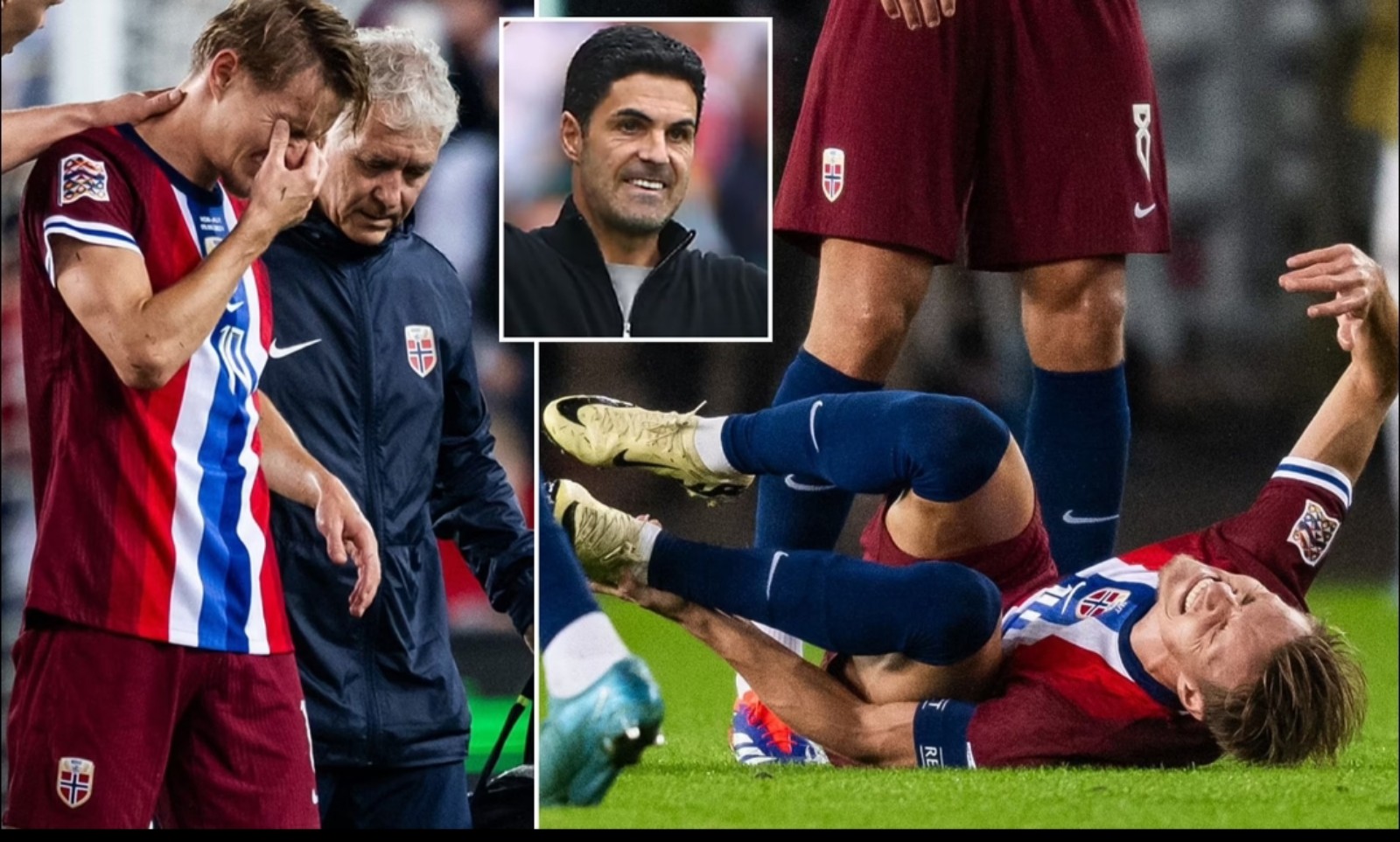 Martin Odegaard ditarik keluar lapangan karena cedera engkel saat bertugas bersama Norwegia, yang merupakan pukulan bagi Arsenal