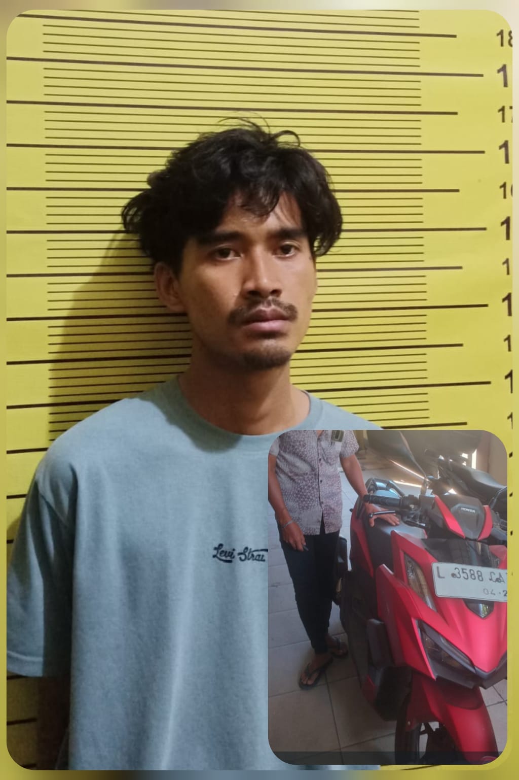 TOBAT?: Samsul Arifin alias Nawawi tersangka eksekutor pencuri motor yang beraksi di Jalan Kupang Jaya II, Sukomanunggal.